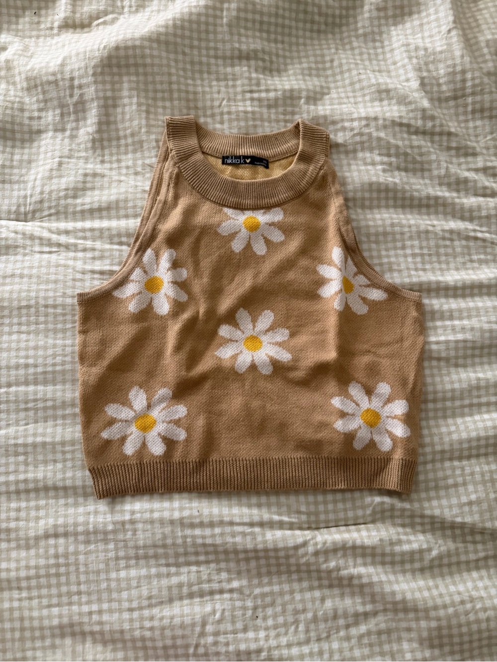 Nikka k Beige Daisy Knit Tank - Womens